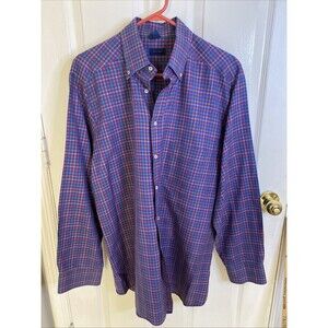 Jeff Rose Shirt Mens XL Italian Made Gingham Button Up Blue